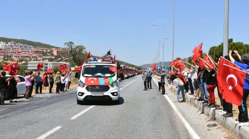 Azerbaycanlı "alev savaşçıları" ülkelerine uğurlandı