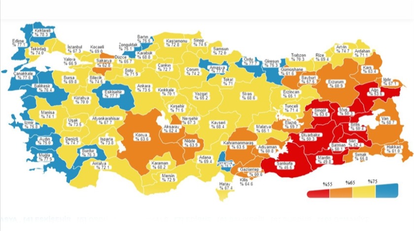 Türkiye'nin batı kıyısındaki şehirler aşılamada maviye boyandı