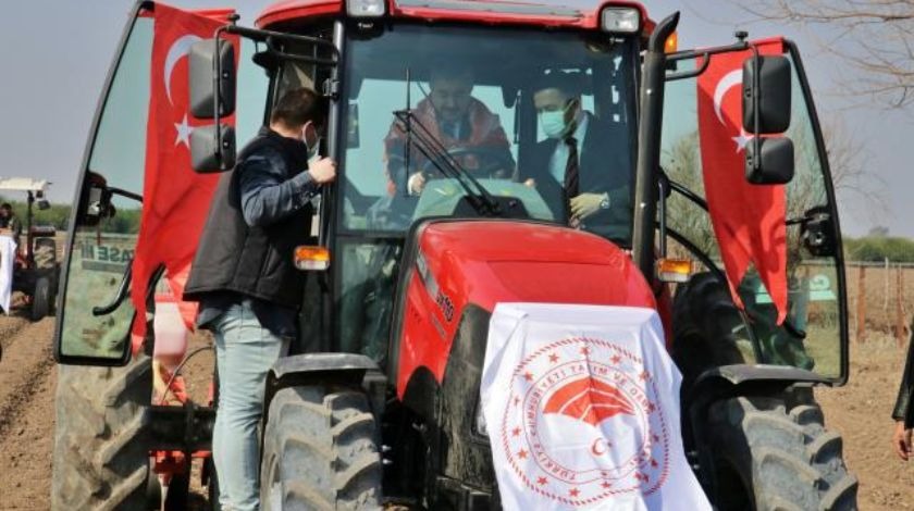 Osmaniye Valisi Yılmaz traktör kullandı, tarlaya mısır ekti