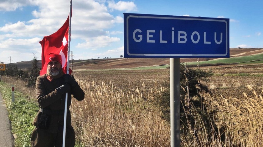 Şehitler için İstanbul'dan Çanakkale'ye yürüyen gazi torunu, Gelibolu'ya ulaştı