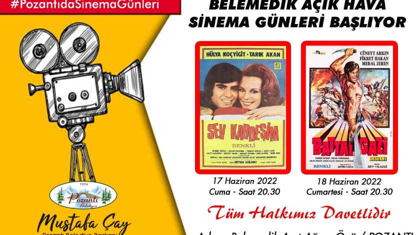 Pozantı belediyesinin açık hava sinema gösterimi cuma günü başlıyor