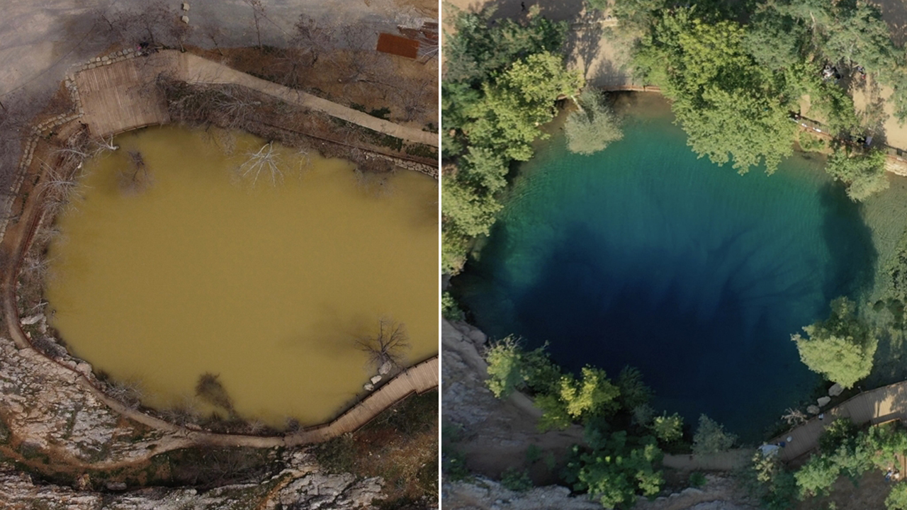 Yeşilgöz Gölü'nün rengi depremlerin ardından değişti