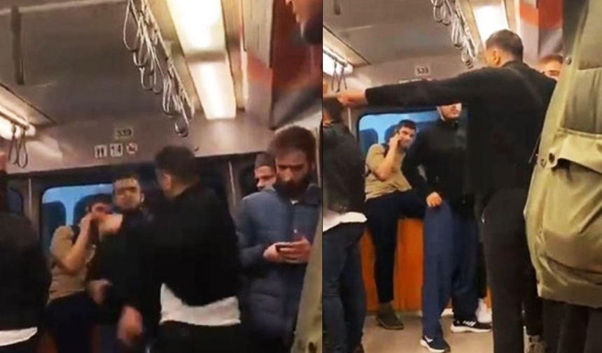 Metroda utanç verici görüntüler! Giyimini beğenmediği gençlere hakaret edip saldırdı