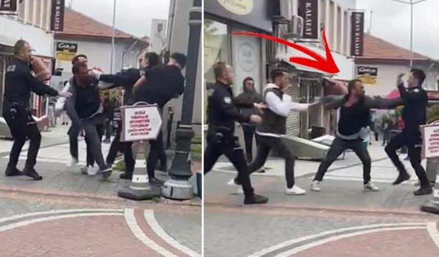 Polise yumruk atan şahsı linçten yine polis kurtardı! 