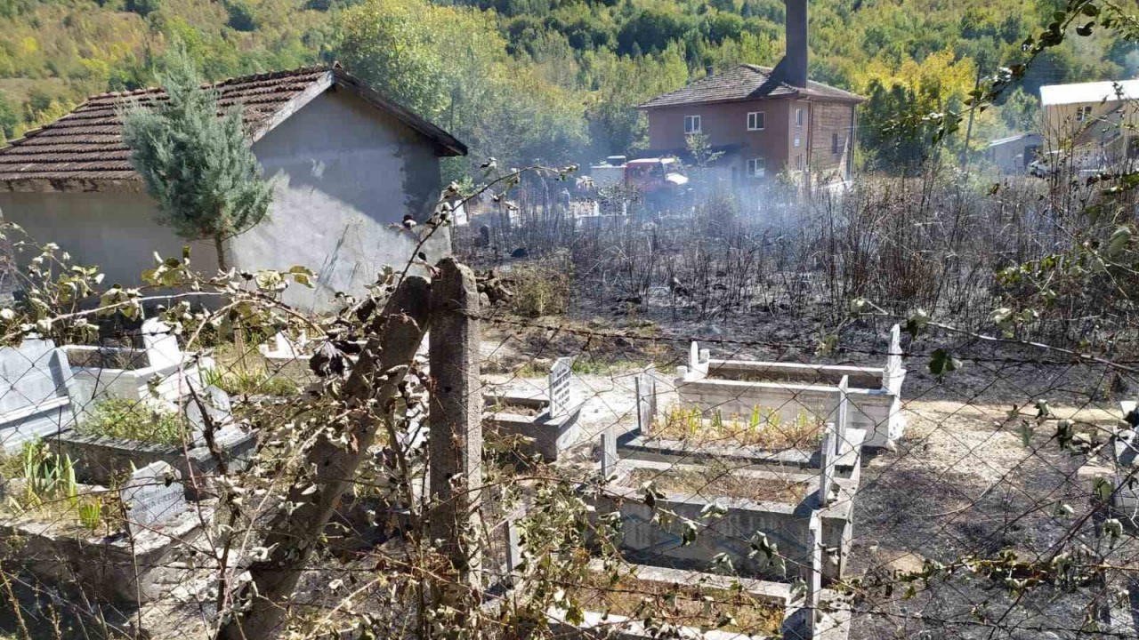 Mezarlıkta çıkan yangın söndürüldü