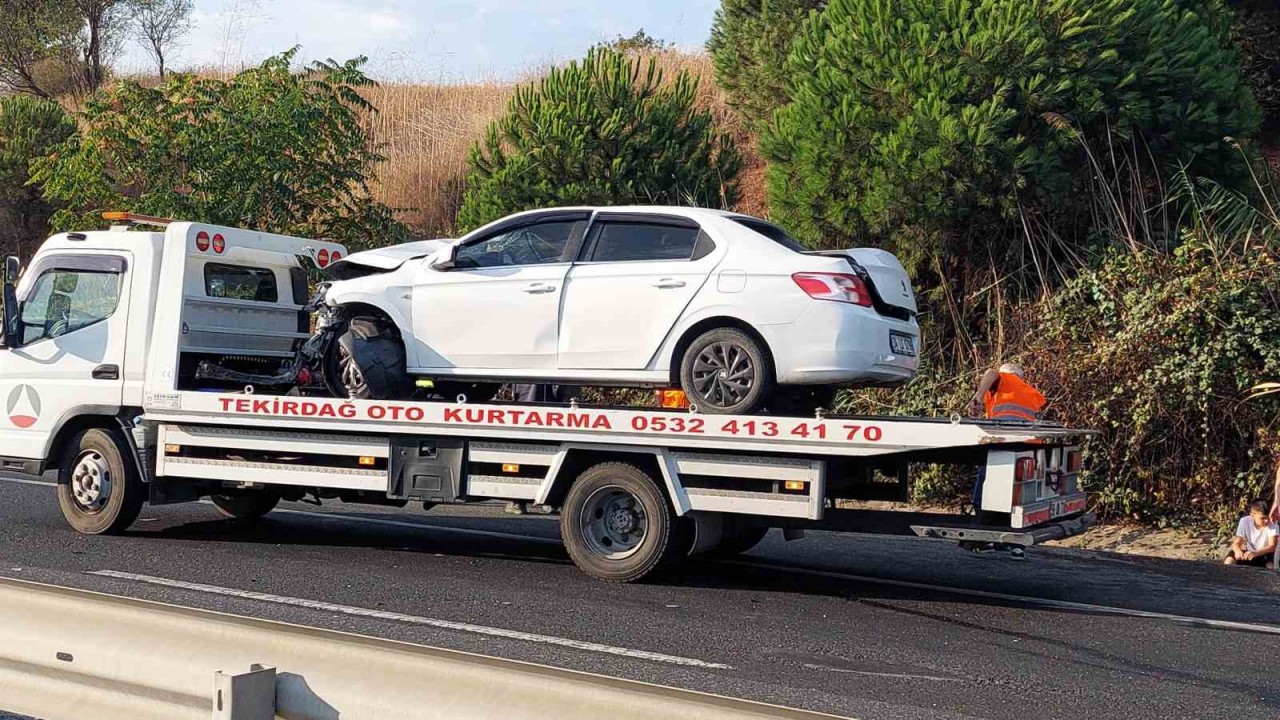 Tekirdağ’da tır ile otomobilin karıştığı kazada 1 kişi yaralandı