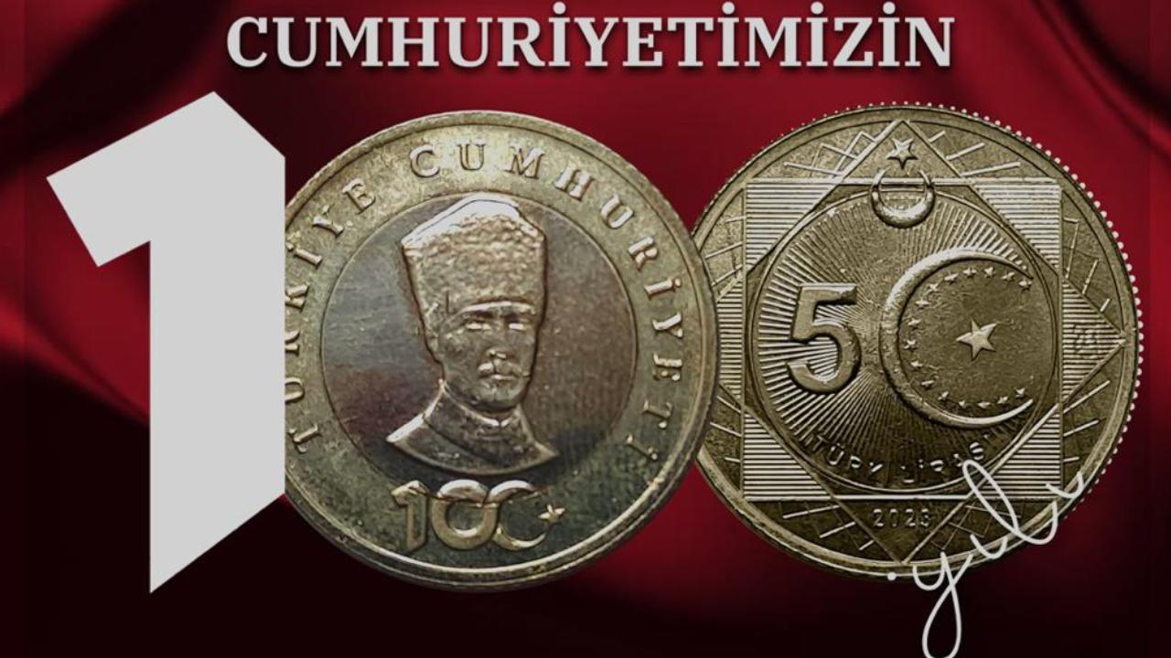 Cumhuriyetin 100. yılına özel "5 Türk lirası" hatıra parası basıldı