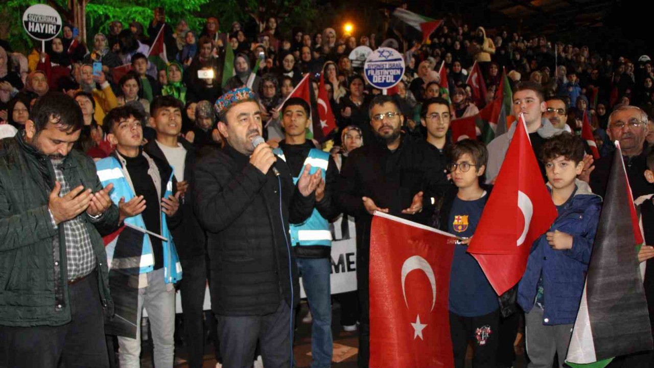 İsrail’in Gazze’deki hastane saldırısı Amasya’da protesto edildi