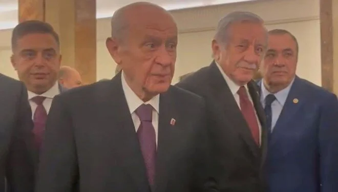 DEM Parti Grubu'nun konuşması sırasında Meclis salonundan ayrılan MHP Lideri Bahçeli'den CHP'ye tepki