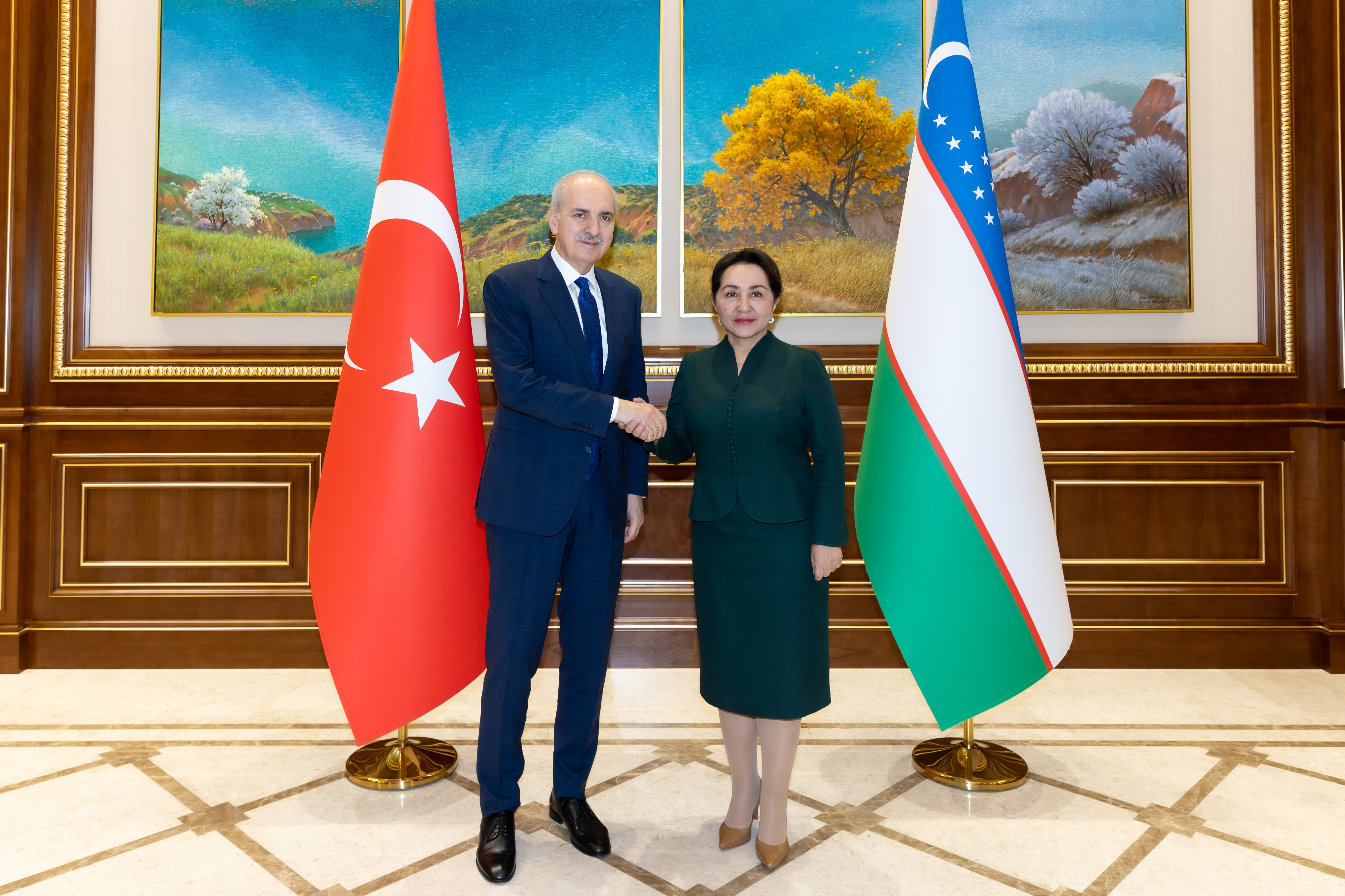 TBMM Başkanı Kurtulmuş, Özbekistan Ali Meclisi Senato Başkanı Narbayeva ile görüştü