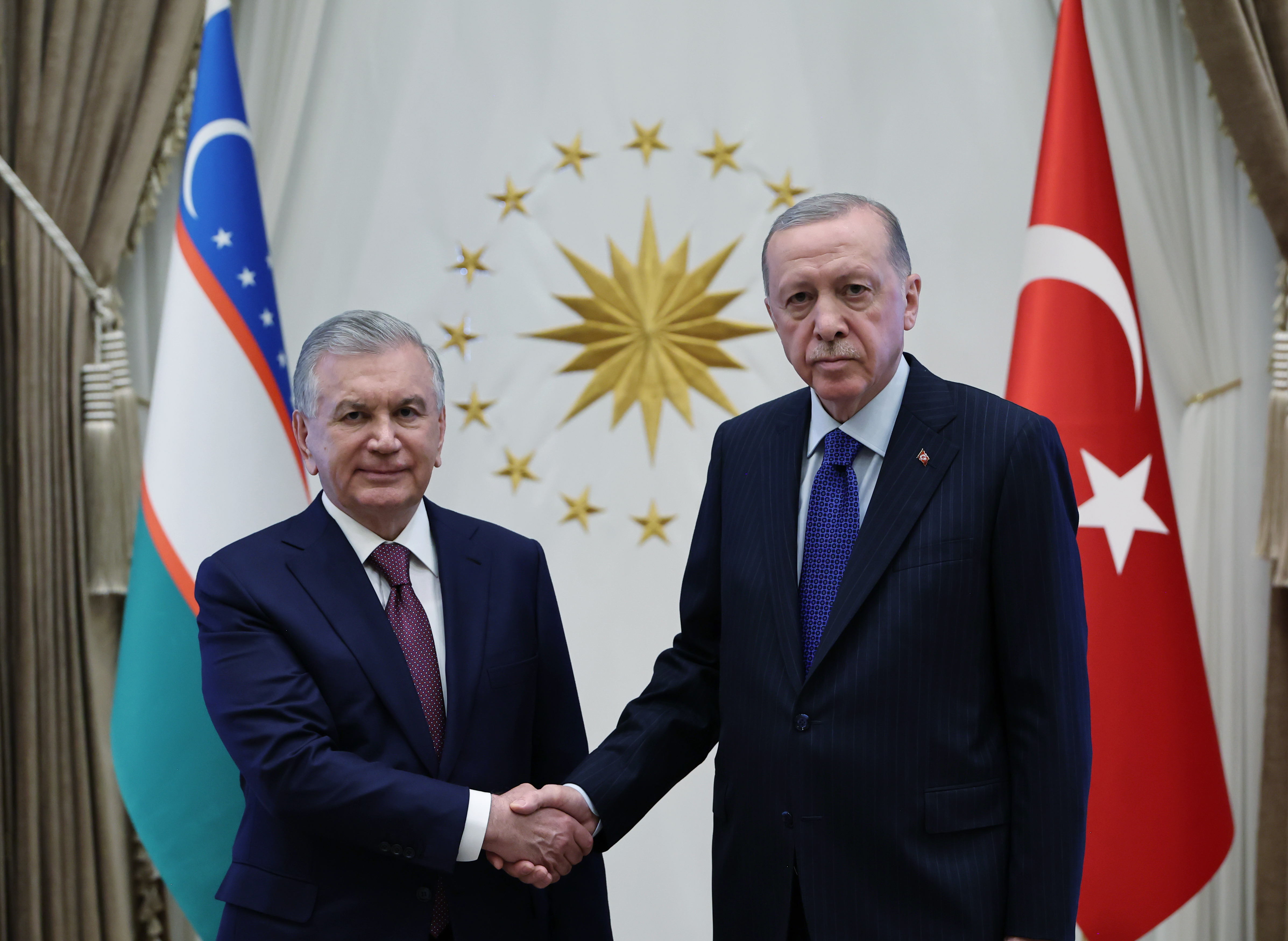 Cumhurbaşkanı Erdoğan, Özbek mevkidaşı Mirziyoyev ile görüştü