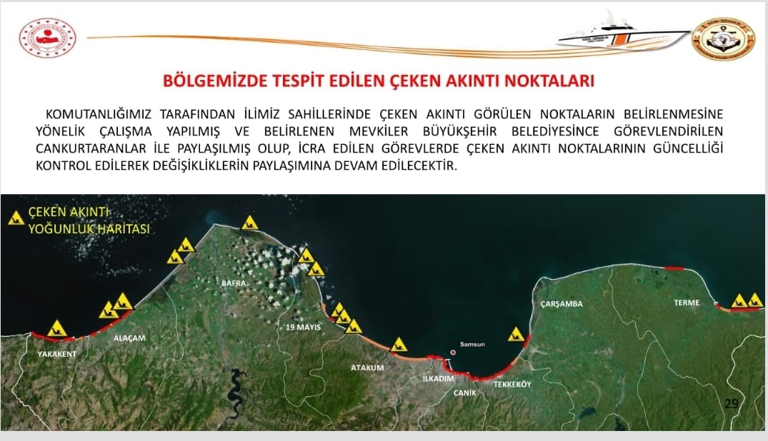 Samsun'da çeken akıntı noktaları belirlendi