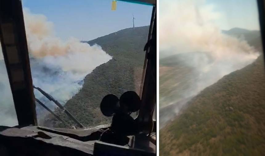 Urla'da orman yangınına havadan ve karadan müdahale ediliyor