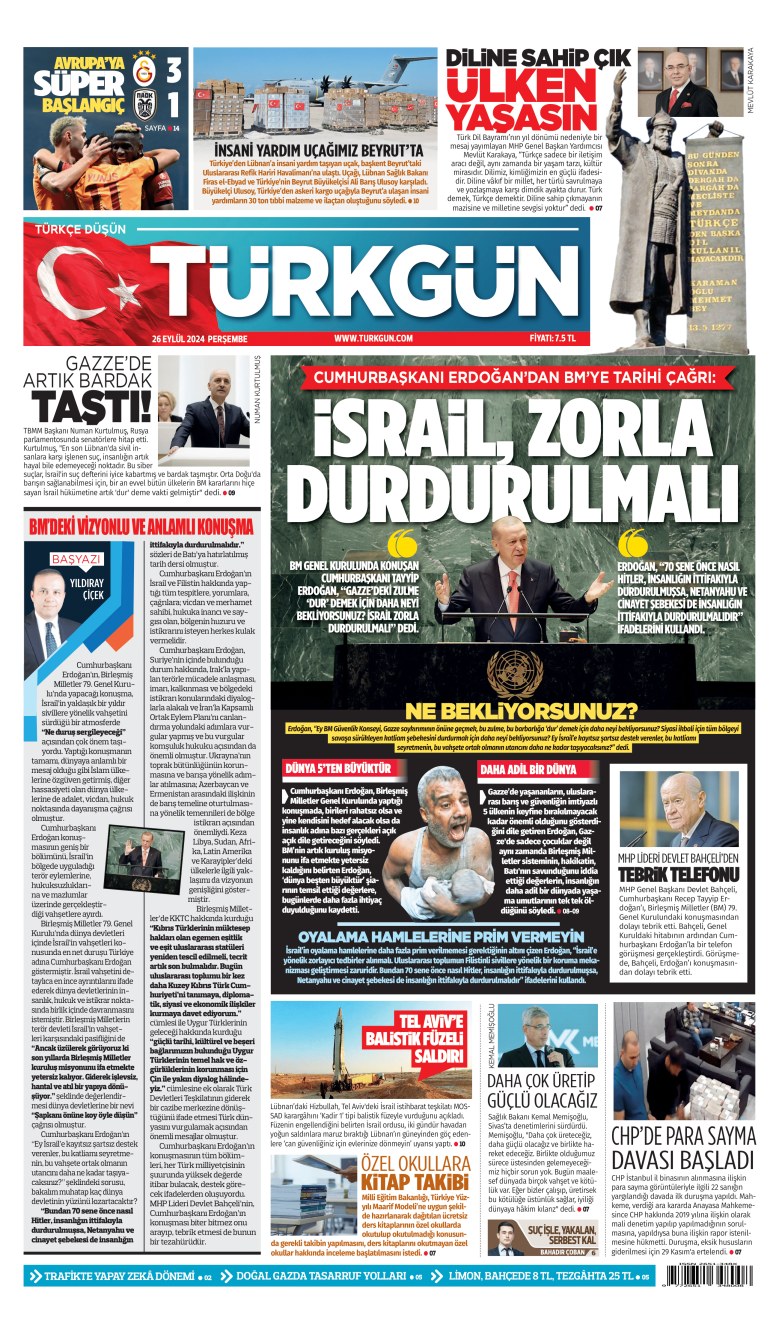 https://www.turkgun.com/Türkgün Gazetesi 26 Eylül 2024