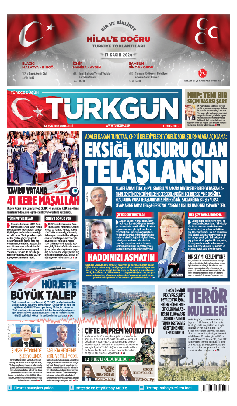 https://www.turkgun.com/Türkgün Gazetesi 16 Kasım 2024