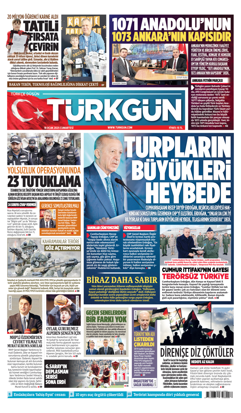 https://www.turkgun.com/Türkgün Gazetesi 18 Ocak 2025