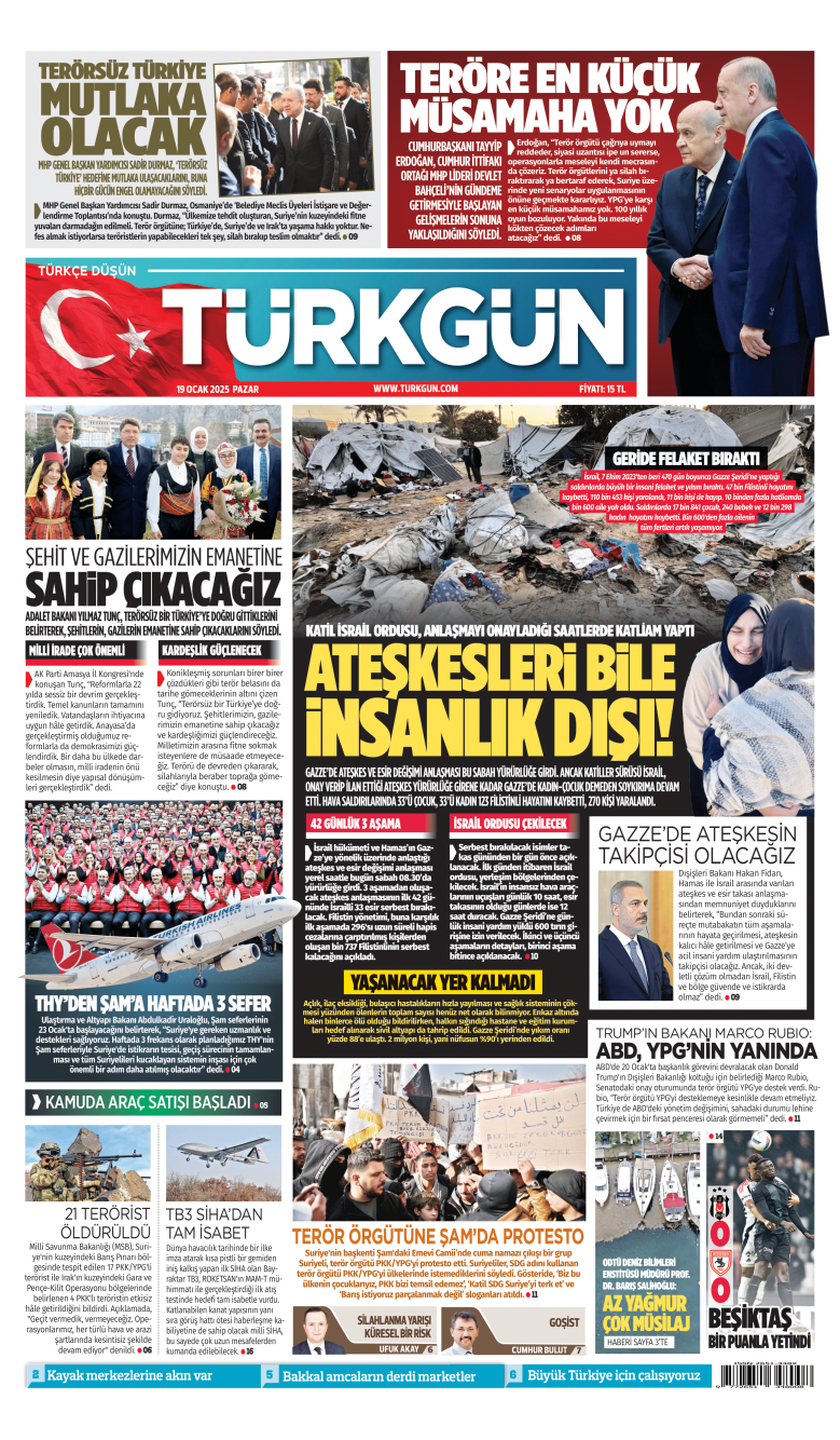 https://www.turkgun.com/Türkgün Gazetesi 19 Ocak 2025