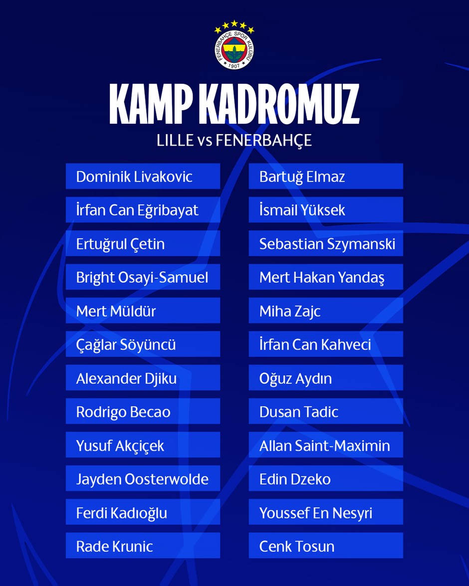 FenerbahçeLille kamp kadrosu