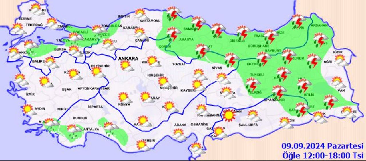 9 Eylül 2024 hava durumu 