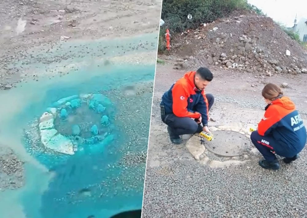 Yalova'da ilginç anlar, rögardan mavi su fışkırdı!