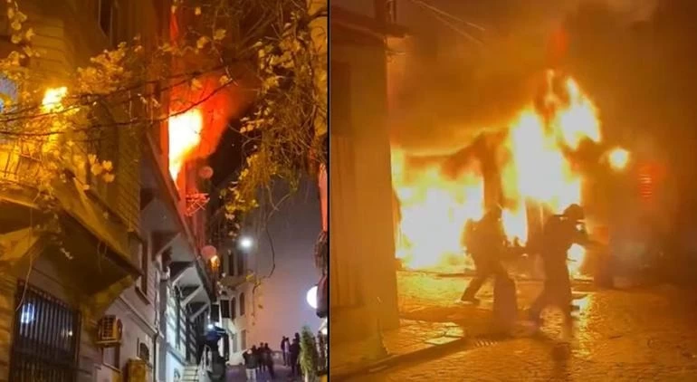 Bir yangın da Beyoğlu'nda! Terzi dükkanı ve ev yandı